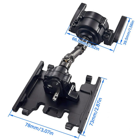 Front Planetary Gearbox And Transfer Case Skid Plate Set With Short Drive Shaft For 1x10 RC Crawler SCX10 II Chassis Black Upgrade