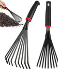 Nine Tines Metal Garden Hand Rake Set For Yard Lawn And Flower Beds Mini Cultivator Tools With Easy Grip Handle Portable Lightweight Rake