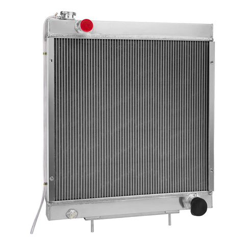 Top Shelf Four Row Aluminum Radiator For JLG Boom Lifts Scissor Lifts And Telehandlers Replacement cooling gear with red cap.
