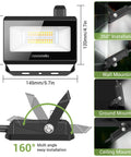 Diagram showing Two Pack 20W Smart LED Flood Lights With RGBCW 2700K-6500K Dimmable Outdoor Stage Lighting IP66 Waterproof Wall Washer