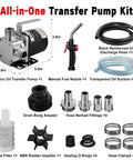 Beefy 8 GPM 110V Electric Fuel Transfer Pump Kit For Diesel Kerosene And Oils shown with components like hoses and nozzles