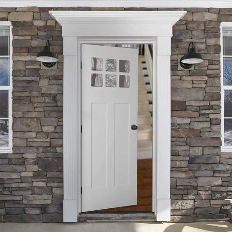 White door with Coastal Matte Black Exterior Door Knob With Lock Easy Install And Adjustable Latch From 2-3/8 To 2-3/4 Inches Brass