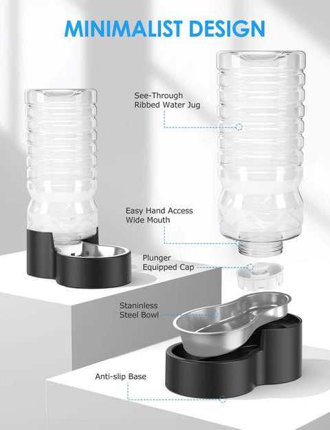 2.5 Gallon Automatic Dog Water Dispenser With Wide Mouth For Easy Cleaning And Removable Stainless Steel Bowl on display