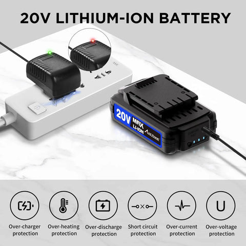 Ultimate 20V Cordless Drill Set for Easy Home DIY and Beginner Projects - Long-lasting lithium-ion battery charging on power strip
