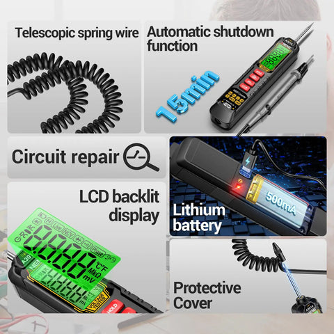 Rechargeable A3015 Upgrade 0.5V To 600V Multimeter And AC DC Test Light Handheld Circuit Tester Pen for circuit repair