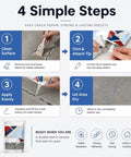 4 simple steps for Heavy Duty Concrete Crack Filler and Hefty Sealing Bond with Squeeze Pouch and Precision Fill Tip to Crush Cracks in Driveway Patio Sidewalk and Foundation Gaps with Zero Mess Cement Repair Fix.