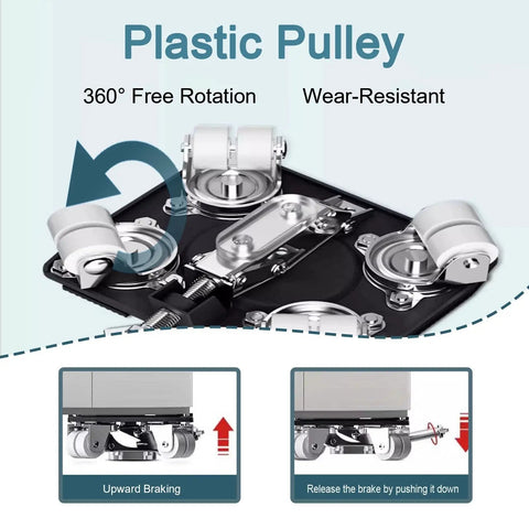 Heavy Duty Moving Equipment Dolly With Omnidirectional Rollers and Non Slip Wheels, showing 360-degree rotation functionality.