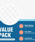 Ultra Absorbent 30x36 Disposable Bed Pads With Rapid-Dry Core And Waterproof Backing For Overnight Leak Protection, showing quick drying feature.