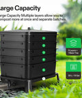 Five Layer Worm Compost Bin For Home Gardens 50L Vermicomposting Kit with vented design and spigot, shown in garden setting.