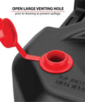Close-up of vent cap on 10-Quart Oil Drain Container With Deep Drain Well, Integrated Handle, And Sealing Rubber Gaskets, Black Finish