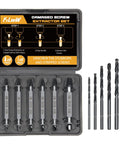 12 Piece Damaged Screw Extractor and Cobalt Drill Bit Set for Stripped Screws Remover Kit With HSS 6542 Steel open case view