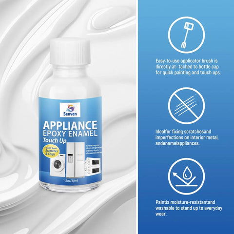 White Appliance Touch Up Paint Pen Enamel High Gloss Acrylic Scratch Repair For Refrigerators Metal Porcelain And Enamel Surfaces Quick Dry Water Resistant Precise Application Ideal For Dishwashers Dryers Microwaves Washers And More 1.5oz