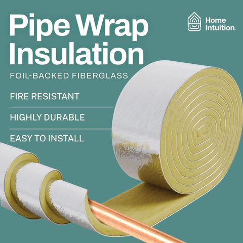 Foiled Back Fiberglass Pipe Insulation Wrap 25 Foot Long, 3 Inch Wide, 1 Inch Thick with Vapor Barrier shown unrolled