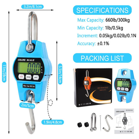 Heavy Duty Digital Crane Scale 660 Lb Handheld Hanging Weight Scale With Crisp Backlit Lcd Display Slick Grip Handle Hella Accurate Readouts For Farm Rig And Job Site Grind