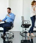 Office chairs with Heavy Duty Rubber Chair Casters 3 Inch Replacement Wheels With 10mm Stem For Flat Pack Chairs, on shiny floor.