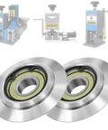 Two Pack Upgraded Replacement Blades With 65Mn Spring Steel For Copper Wire Stripping Machines And Powered Cable Strippers, Reusable Bearings, Easy Blade Swap, shown with stripping machines in background