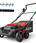 Powerful 15 Inch 2 In 1 Electric Dethatcher And Scarifier With Removable 5 Position Height Adjustment And 12 Gallon Collection Bag