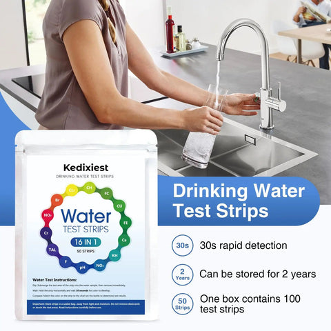 16 In 1 Home Water Test Strips Kit For Tap And Well Water Detect Lead Iron Manganese Nitrate Nitrite Chlorine Fluoride Mercury