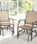 Outdoor Glider Chairs Set Of 2 With Sturdy Metal Frame And Breathable Mesh, shown indoors with garden view.