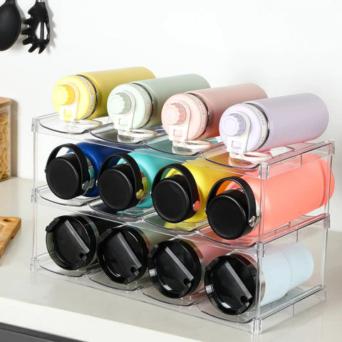 Kick That Bottle Jumble With This 3 Tier Stackable Water Bottle Organizer That Cradles 12 Big Tumblers And Fits Stanley Sizes Perfectly