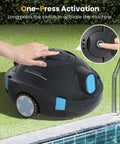 Cordless Robotic Pool Cleaner with Dual Suction and Ultra Long Battery Life, Automatic Pool Vacuum for Above Ground and Inground Pools Up to 65 Feet or 1100 Sq Ft, Self Parking, Lightweight, Powerful Suction with one-press activation