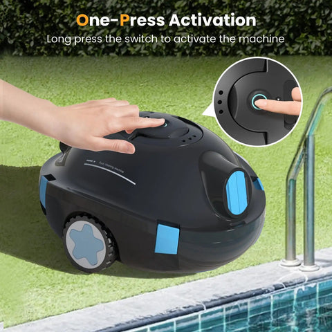 Cordless Robotic Pool Cleaner with Dual Suction and Ultra Long Battery Life, Automatic Pool Vacuum for Above Ground and Inground Pools Up to 65 Feet or 1100 Sq Ft, Self Parking, Lightweight, Powerful Suction with one-press activation
