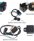 All In One ATV Wiring Harness Kit For 50cc To 150cc Go Karts Scooters And Pit Bikes GY6 Compatible Includes Magneto Stator Check Easy Safe Install And Durable Electrical Harness For Taotao Kazuma Baja Chinese ATVs showing components