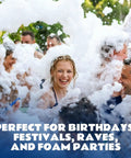 High Output Foam Powder For Bubble Machines 12 Pack 1 Pound Each Makes 26 Gallons Per Packet Ideal For Parties Weddings Outdoor Events Camps And Concerts Thick Long Lasting Foam Water used at foam party.