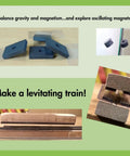 Magnet Levitation Science Kit for Experiments showing components for a levitating train project and magnetic fields exploration.