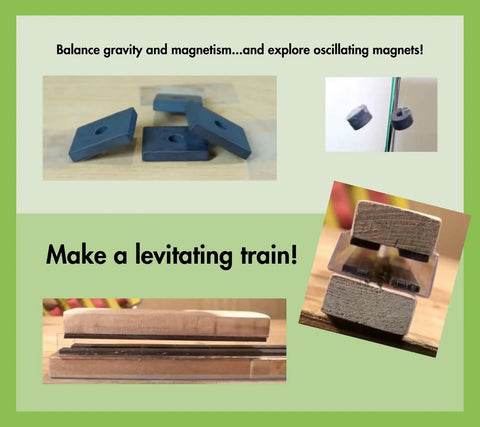 Magnet Levitation Science Kit for Experiments showing components for a levitating train project and magnetic fields exploration.