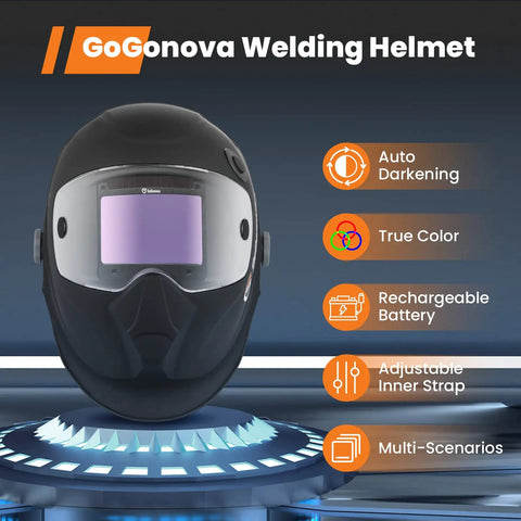 Auto Darkening Welding Helmet With USB C Solar Assist, 4 Arc Sensors, 10.8 Square Inches True Color View, Optical Clarity Rating 1 1 1 1, DIN 5 To 8 And 9 To 13, Rechargeable Battery, No Fuss For MIG TIG ARC Welding