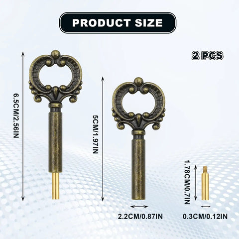 2 Pack Solid Brass Lamp Switch Knobs Retro Key Style Turn Handles Universal Fit sizes 6.5cm and 5cm for vintage decor