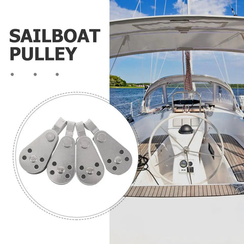 Stainless Steel Pulley Block Set With Marine Bearings And Roller Wheel Swivel Hardware For Kayak And Sailboat Heavy Duty Rope Sailing Accessories For Boating And Anchoring Gear with sailboat background