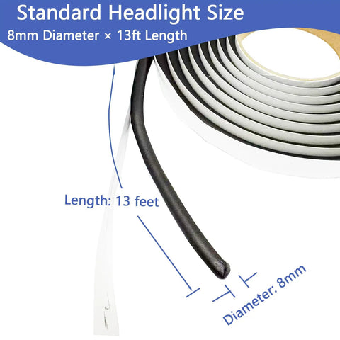 Heavy Duty Butyl Tape Sealant For Headlights And Tail Lights, 8mm diameter and 13 feet length rolled for easy application.
