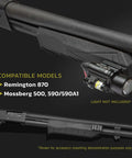 Ambidextrous 12 Gauge Pump Shotgun Buttstock And Forend Combo Pack With Easy No Gunsmithing Install in black, compatible models shown.