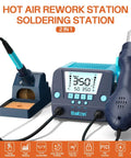 Two-In-One Soldering Iron And Hot Air Rework Station Kit With Auto Sleep Temperature Conversion C To F Three Preset Channels