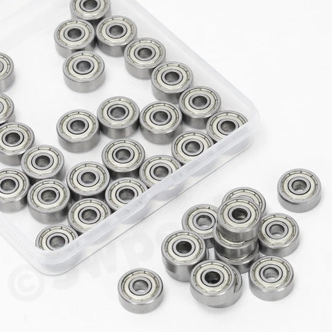 Ultimate Six Sizes Ball Bearings Kit With 36 Pieces 693ZZ 623ZZ 624ZZ 685ZZ 687ZZ 627ZZ in clear storage container