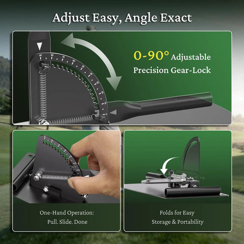 Golf Alignment Sticks Holder with angle adjustment and detachable rods, heavy-duty metal base, 5-degree swing plane increments