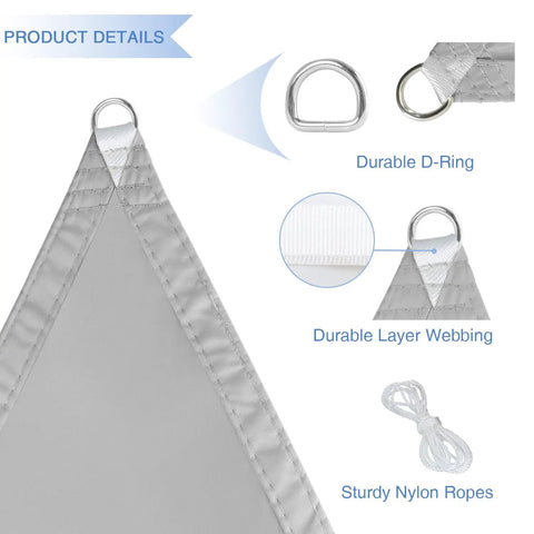 Built To Last Outdoor Rectangle Shade Sail Waterproof Sun Shade Canopy UV Block For Pergola Patio Backyard Garden Deck Breathable High Density Polyester Light Gray Color Easy Install And Low Maintenance with D-Ring and durable webbing details