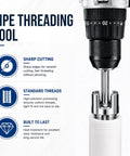 Close-up of 4 In 1 Pipe Tapping And Threading Tool Kit For Home Plumbing Repair with sharp cutting edges and durable design.