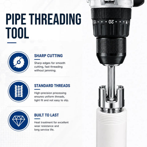 Close-up of 4 In 1 Pipe Tapping And Threading Tool Kit For Home Plumbing Repair with sharp cutting edges and durable design.