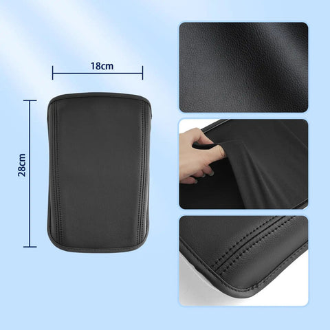 Center Console Cover With Waterproof Leather Armrest Pad For Hyundai Tucson dimensions and texture details
