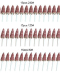 15 pack Top Drawer 3X10Mm Cone Abrasive Flap Wheels 240#, 120#, 80# grits for quick change on drills.