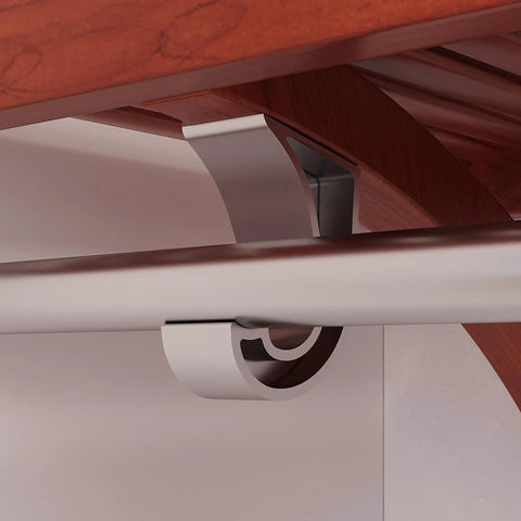 Close-up of sturdy metal garment pole bracket for Heavy Duty Hardwood Closet Organizer Rack, designed for durability.