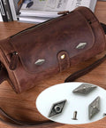 Kickass Diamond Shape Rivets With Screw Back Studs For Leather Crafting and Jacket Embellishment Heavy Duty Zinc Alloy on brown bag.