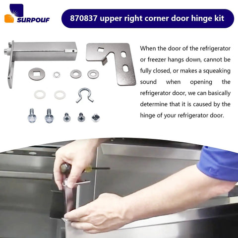 Refrigerator Top Right Door Hinge Kit Replacement Part For Fixing Doors That Will Not Close, Sagging Doors, And Opening Noise