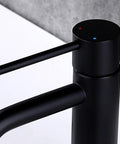 Close-up of the Dope Matte Black One Hole Bathroom Faucet With Pop Up Drain And Supply Hose, Single Handle Lavatory Faucet For Sink
