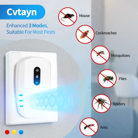 Upgraded Ultrasonic Pest Repellent Plug In Indoor 3 Mode Switch Drives Away Mice Roaches Spiders Mosquitoes Ants 10 Pack Safe