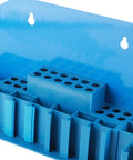 Blue storage box for Beefy 58mm T Slot Clamp Kit Hardened Stud Clamp Set For Lathe And Milling Machines M14, with multiple compartments.