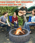 Family gathered around a DIY campfire with Smokeless Fire Pit Ring Liner For Outdoor Use Heavy Duty Solid Steel Rim Insert 40 Inch Outer Diameter